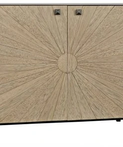 Noir Ray Sideboard With Metal Box, Bleached Walnut