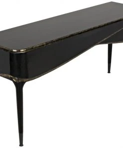 Noir Carlisle Console, Hand Rubbed Black With Gold