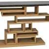 Noir Balin Console, Dark Walnut And Black Marble