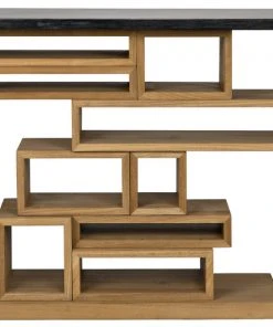 Noir Balin Console, Dark Walnut And Black Marble