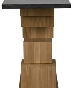 Noir Balin Console, Dark Walnut And Black Marble