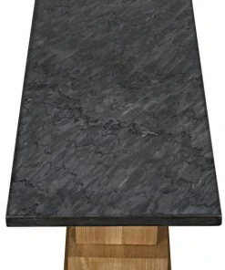 Noir Balin Console, Dark Walnut And Black Marble
