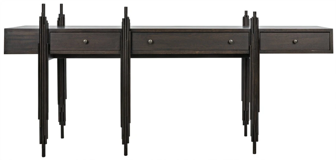 Console Tables Noir Keira Console, Ebony Walnut 3 Console Tables Noir Keira Console, Ebony Walnut