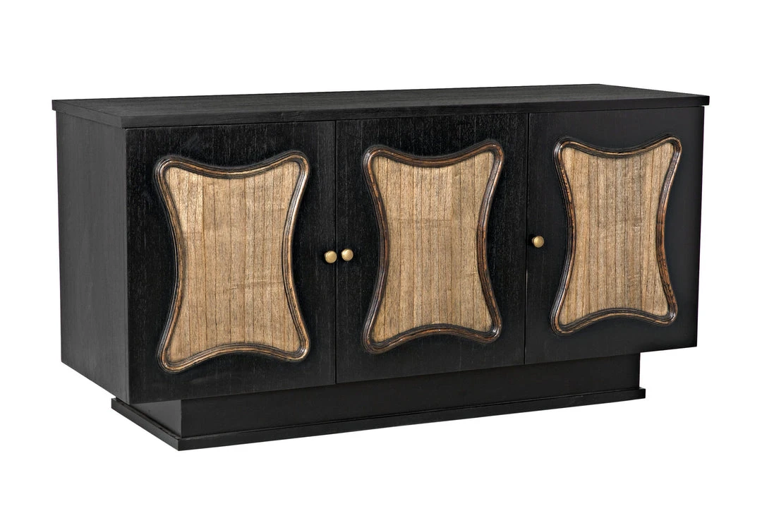Media Consoles & TV Stands Noir St Helens Sideboard, Hand Rubbed Black With Mindi Details 3 Media Consoles & TV Stands Noir St Helens Sideboard, Hand Rubbed Black With Mindi Details