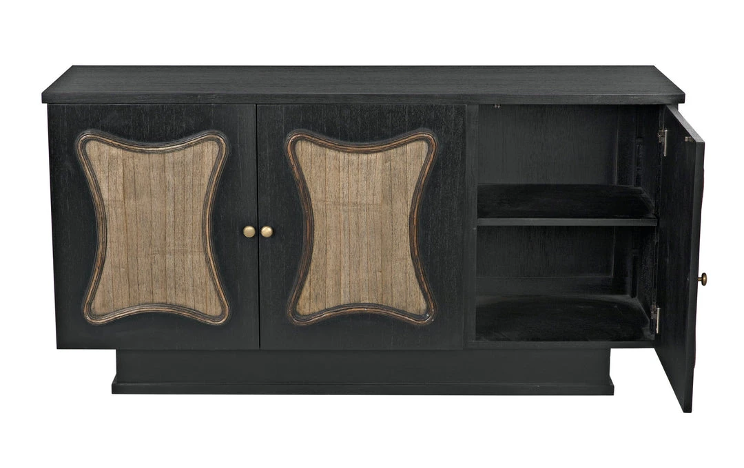 Media Consoles & TV Stands Noir St Helens Sideboard, Hand Rubbed Black With Mindi Details 8 Media Consoles & TV Stands Noir St Helens Sideboard, Hand Rubbed Black With Mindi Details