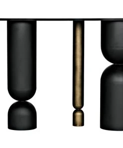 Console Tables Noir Figaro Console, Black Metal And Aged Brass Finish