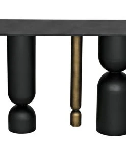 Console Tables Noir Figaro Console, Black Metal And Aged Brass Finish