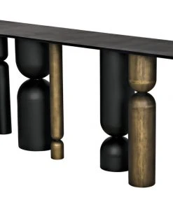 Console Tables Noir Figaro Console, Black Metal And Aged Brass Finish