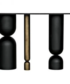 Console Tables Noir Figaro Console, Black Metal And Aged Brass Finish