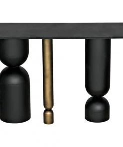 Console Tables Noir Figaro Console, Black Metal And Aged Brass Finish