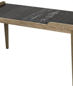 HOME OFFICE Noir Wod Ward Desk, Bleached Walnut With Stone Top