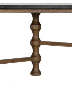 Noir Creo Desk With Stone Top, Dark Walnut HOME OFFICE
