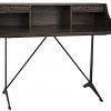 HOME OFFICE Noir Croft Desk With Metal, Ebony Walnut