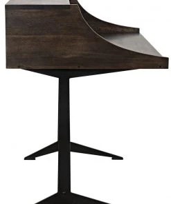 HOME OFFICE Noir Croft Desk With Metal, Ebony Walnut