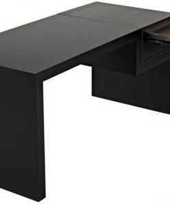 HOME OFFICE Noir Alvaro Desk, Black Metal, Ebony Walnut