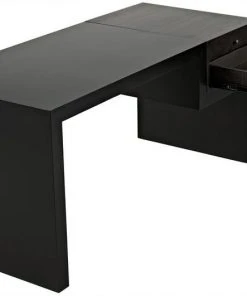 HOME OFFICE Noir Alvaro Desk, Black Metal, Ebony Walnut