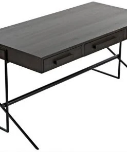 Noir Berlin Desk, Ebony Walnut With Metal