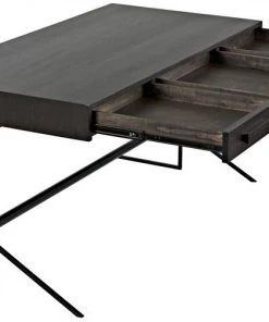 Noir Berlin Desk, Ebony Walnut With Metal