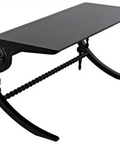 Noir Mephistopheles Desk, Hand Rubbed Black With Light Brown Trim HOME OFFICE