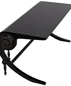 Noir Mephistopheles Desk, Hand Rubbed Black With Light Brown Trim HOME OFFICE