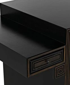 HOME OFFICE Noir Barzini Desk, Hand Rubbed Black With Light Brown Trim