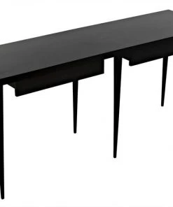 HOME OFFICE Noir Elijah Desk, Black Metal And Ebony Walnut