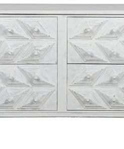 Noir Giza 4 Drawer Dresser, White Weathered