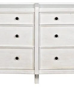 Chests & Cabinets Noir Hampton 6 Drawer Dresser, White Wash