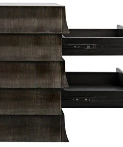 Chests & Cabinets Noir Ava Dresser, Hand Rubbed Black With Light Brown Highlights