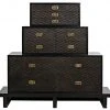 Noir Horus 3-Tier Dresser, Hand Rubbed Black With Light Brown Highlights Chests & Cabinets