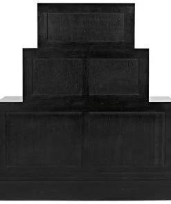 Noir Horus 3-Tier Dresser, Hand Rubbed Black With Light Brown Highlights Chests & Cabinets