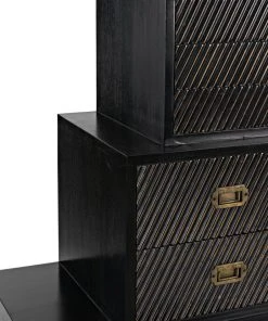 Noir Horus 3-Tier Dresser, Hand Rubbed Black With Light Brown Highlights Chests & Cabinets