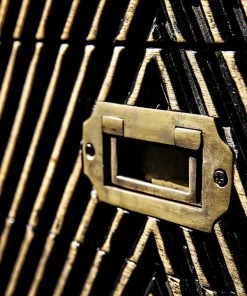 Noir Horus 3-Tier Dresser, Hand Rubbed Black With Light Brown Highlights Chests & Cabinets