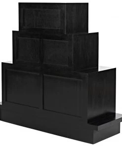 Noir Horus 3-Tier Dresser, Hand Rubbed Black With Light Brown Highlights Chests & Cabinets