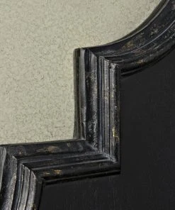 Noir Good Luck Mirror, Hand Rubbed Black W/ Gold Trim DECOR