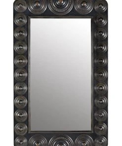 Noir Nanna Mirror, Hand Rubbed Black With Light Brown Trim