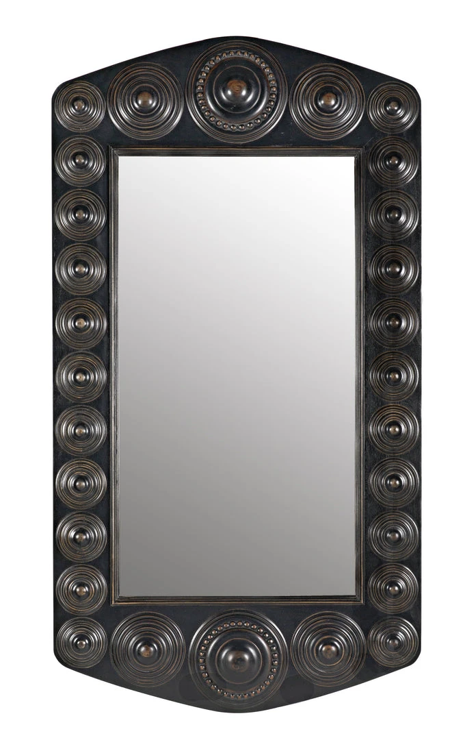 Noir Nanna Mirror, Hand Rubbed Black With Light Brown Trim 3 Noir Nanna Mirror, Hand Rubbed Black With Light Brown Trim