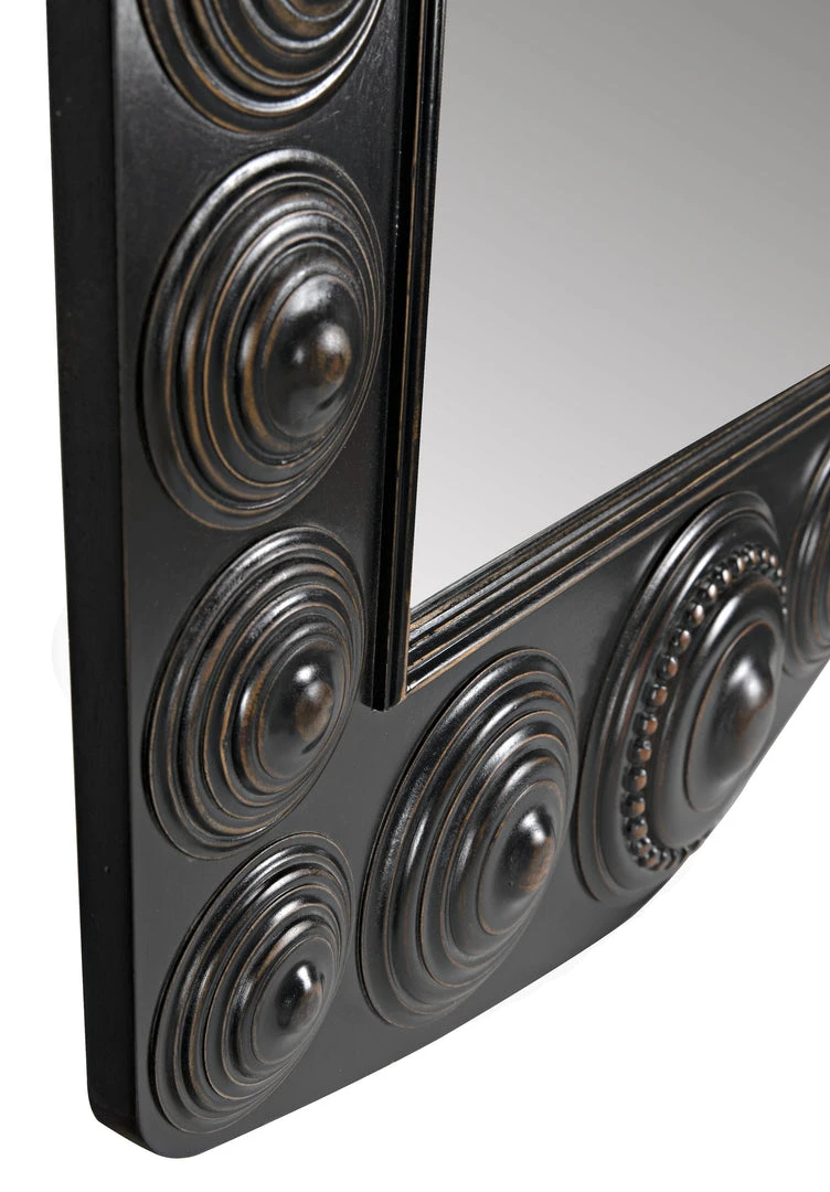 Noir Nanna Mirror, Hand Rubbed Black With Light Brown Trim 13 Noir Nanna Mirror, Hand Rubbed Black With Light Brown Trim