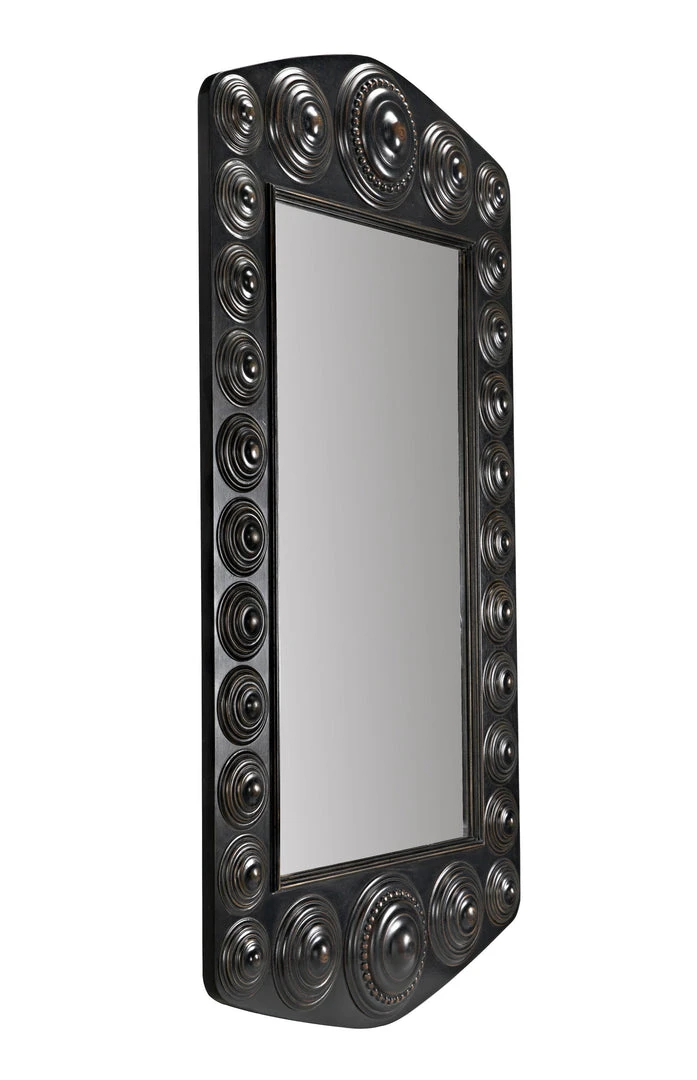 Noir Nanna Mirror, Hand Rubbed Black With Light Brown Trim 14 Noir Nanna Mirror, Hand Rubbed Black With Light Brown Trim