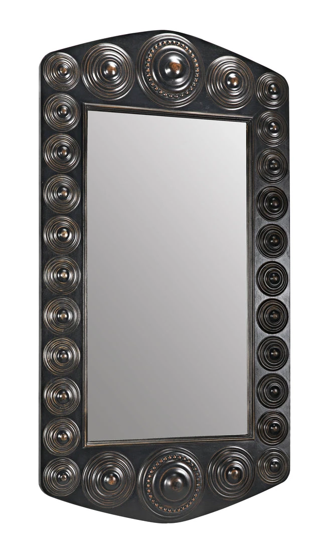 Noir Nanna Mirror, Hand Rubbed Black With Light Brown Trim 5 Noir Nanna Mirror, Hand Rubbed Black With Light Brown Trim