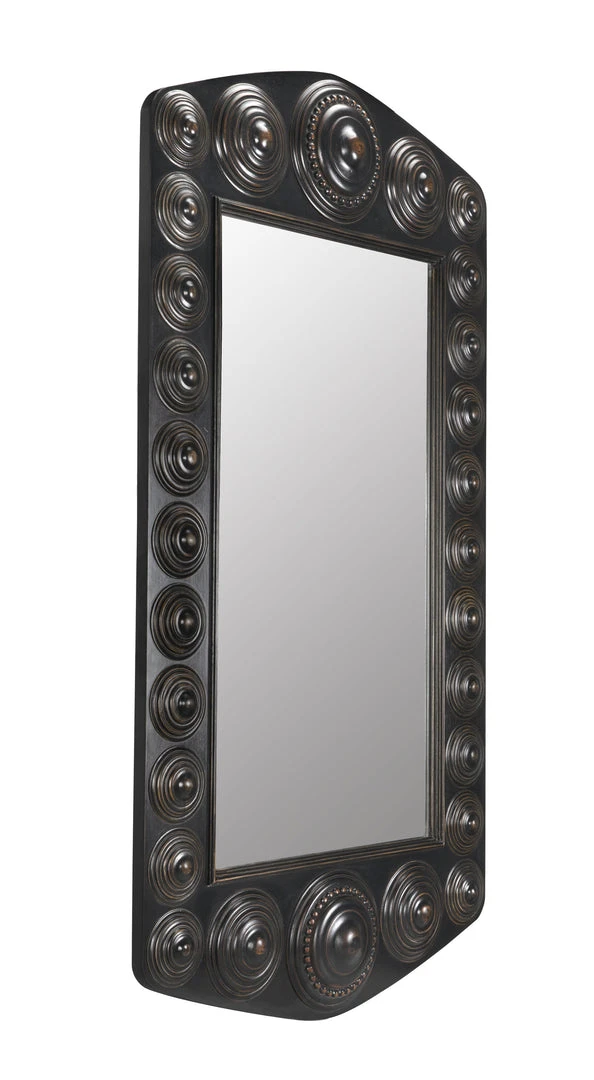 Noir Nanna Mirror, Hand Rubbed Black With Light Brown Trim 7 Noir Nanna Mirror, Hand Rubbed Black With Light Brown Trim