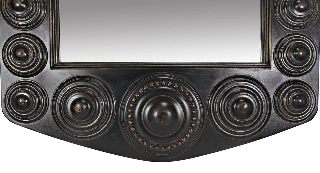 Noir Nanna Mirror, Hand Rubbed Black With Light Brown Trim 10 Noir Nanna Mirror, Hand Rubbed Black With Light Brown Trim