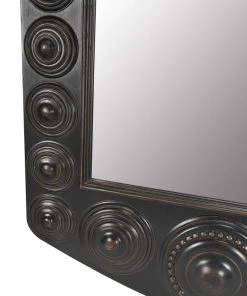 Noir Nanna Mirror, Hand Rubbed Black With Light Brown Trim 22 Noir Nanna Mirror, Hand Rubbed Black With Light Brown Trim