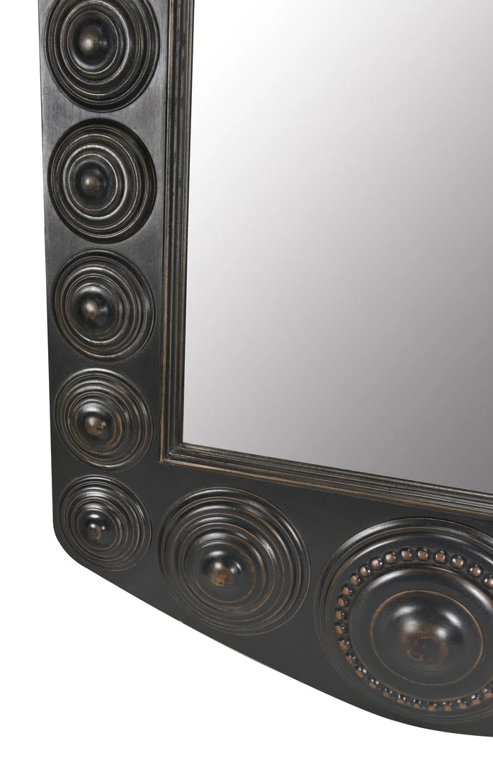 Noir Nanna Mirror, Hand Rubbed Black With Light Brown Trim 11 Noir Nanna Mirror, Hand Rubbed Black With Light Brown Trim