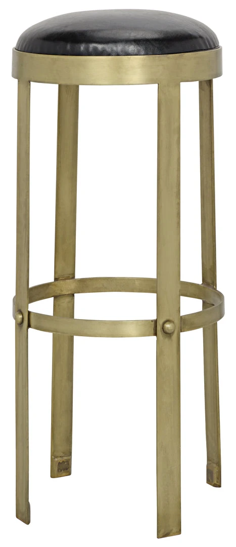 Noir Prince Stool With Leather, Brass Finish 3 Noir Prince Stool With Leather, Brass Finish