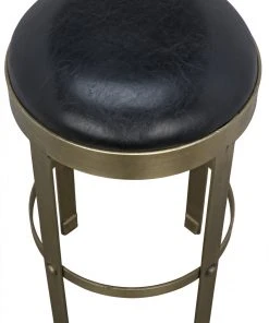 Bar & Counter Stools Noir Prince Counter Stool With Leather, Brass Finish