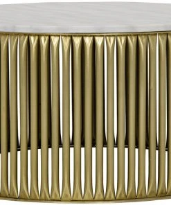 LIVING ROOM Noir Lenox Coffee Table, Antique Brass, Metal And Stone