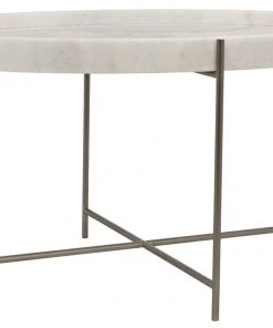 Noir Che Cocktail Table, Antique Silver, Metal And Stone LIVING ROOM