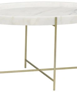 Noir Che Cocktail Table, Antique Brass, Metal And Stone