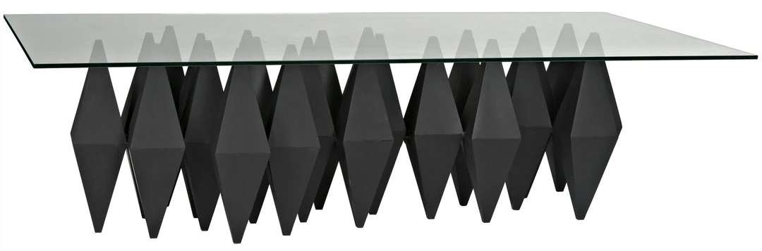 Noir Bast Metal Coffee Table With Glass Top, Black Metal LIVING ROOM 3 Noir Bast Metal Coffee Table With Glass Top, Black Metal LIVING ROOM